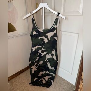 Zara Green & Black Camouflage Midi Dress